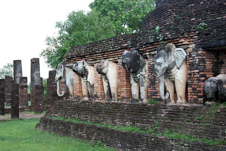 Elephant Sculptures around Wat Chang Lom, Sukhothai.