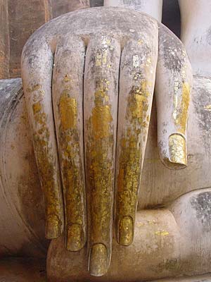 Hand of Phra Ajana at Wat Si Chum, Sukhothai. Buddha Image.